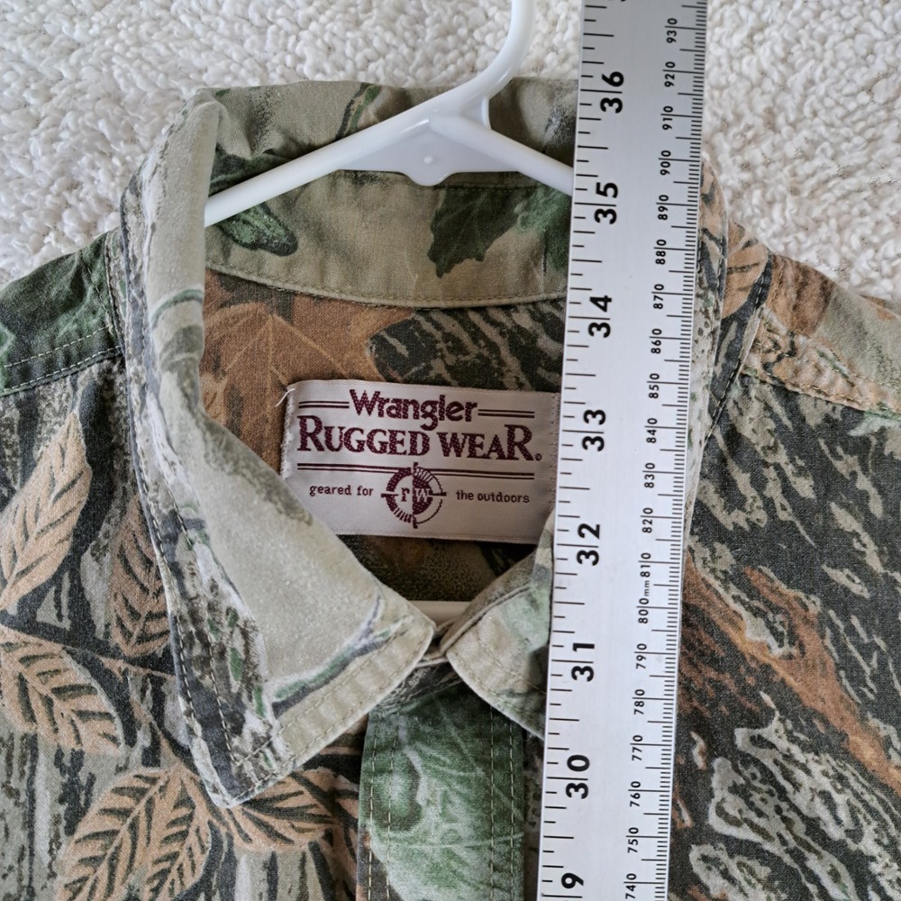Wrangler Rugged Wear Camouflage Shirt Mens Size 2XLT‎ Woodland Green Long Sleeve - Picture 7 of 8